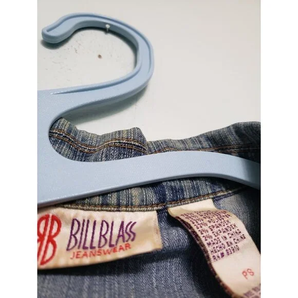 Vtg 90s Bill Blass Womens Petite PS Denim Blazer Jacket Metal Button Front - Picture 5 of 6
